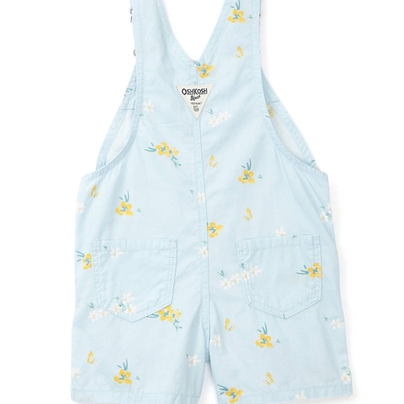 OshKosh B'gosh Light Blue Overalls with Yellow Floral Pattern - Picture 2 of 7